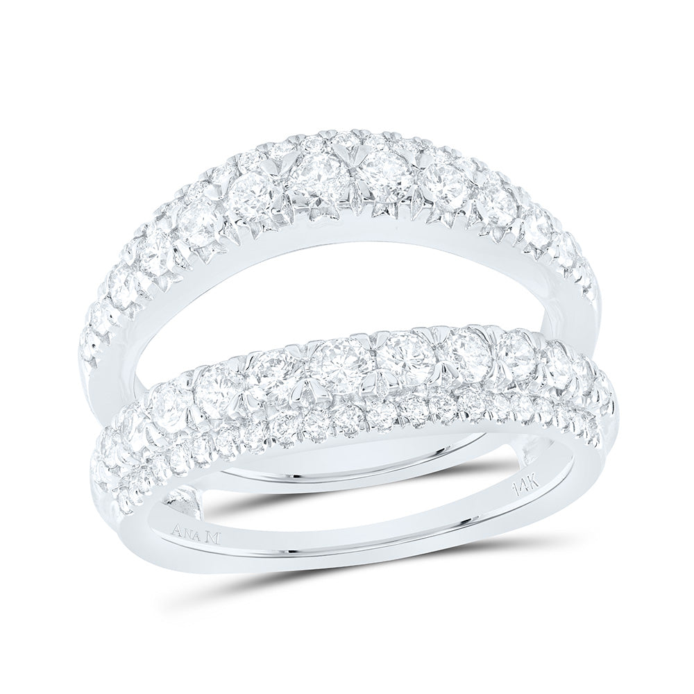 14kt White Gold Womens Round Diamond Wrap Enhancer Wedding Band 1-1/4 Cttw