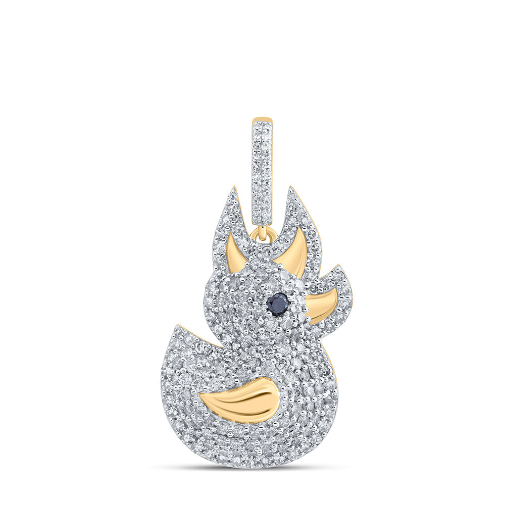 10kt Yellow Gold Mens Round Diamond Rubber Duck Charm Pendant 1-1/2 Cttw