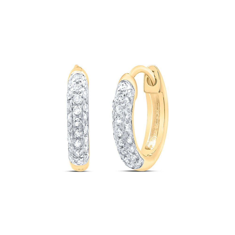 10kt Yellow Gold Womens Round Diamond Hoop Earrings 1/6 Cttw