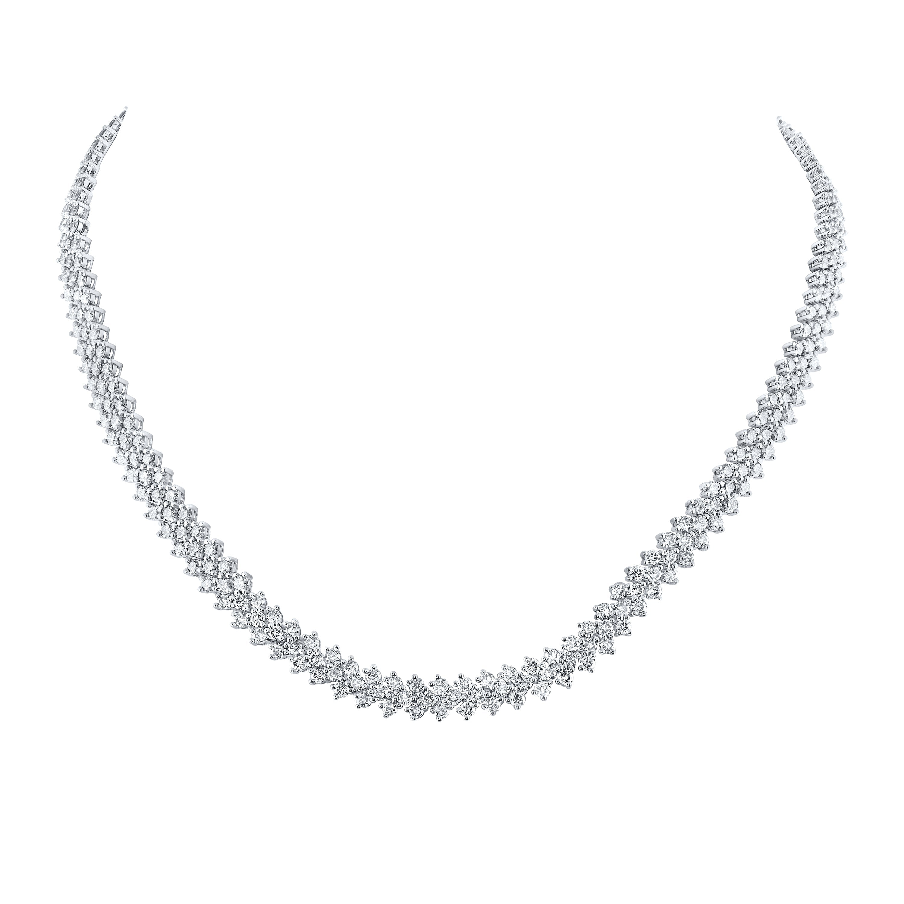 14kt White Gold Womens Round Diamond 18-inch Fashion Necklace 19-3/4 Cttw