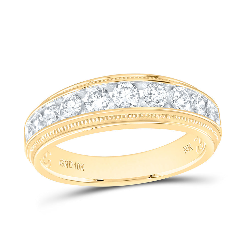 10kt Yellow Gold Mens Round Diamond Band Ring 1 Cttw