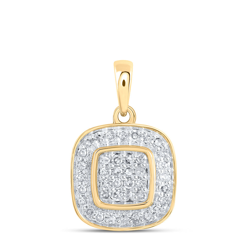 10kt Yellow Gold Womens Round Diamond Square Pendant 1/3 Cttw