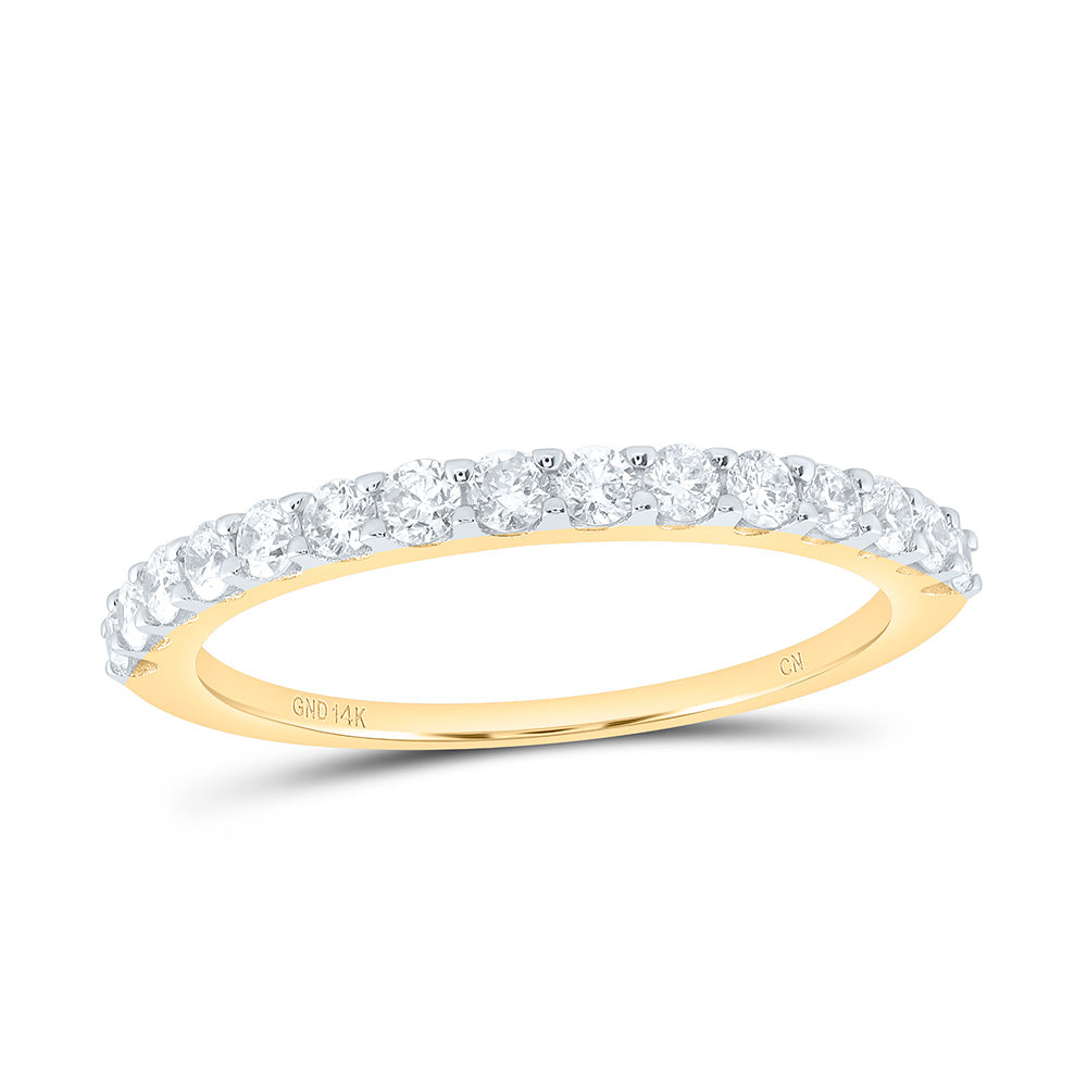 14kt Yellow Gold Womens Round Diamond Wedding Anniversary Band 1/2 Cttw