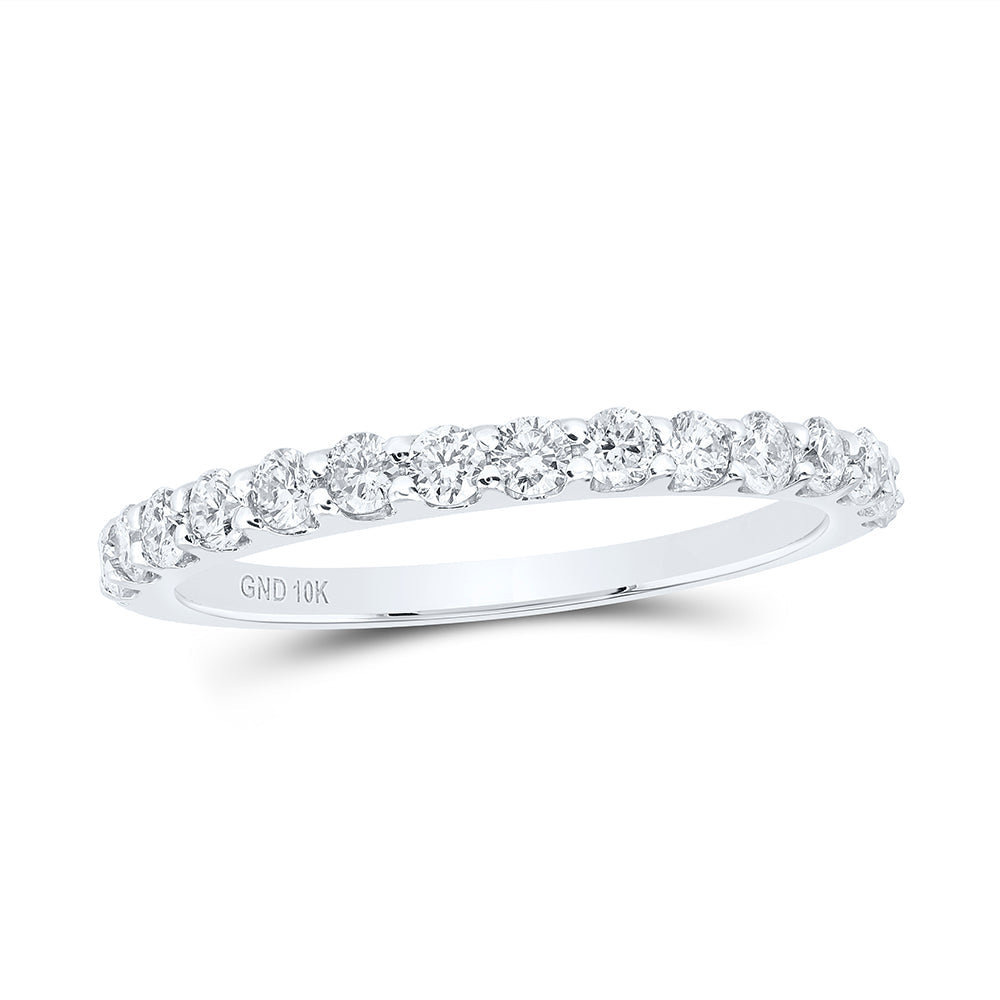 10kt White Gold Womens Round Diamond Wedding Single Row Band 1/2 Cttw