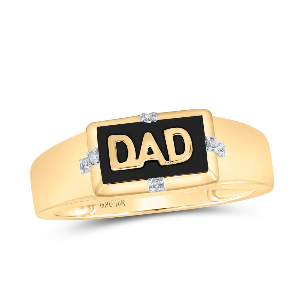 10kt Yellow Gold Mens Round Diamond DAD Band Ring .03 Cttw