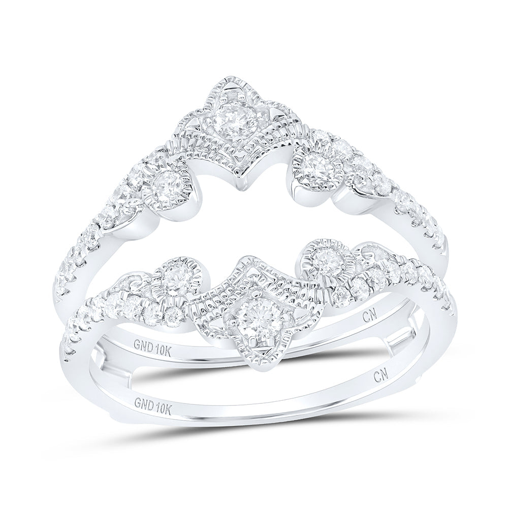 10kt White Gold Womens Round Diamond Wrap Enhancer Wedding Band 1/2 Cttw
