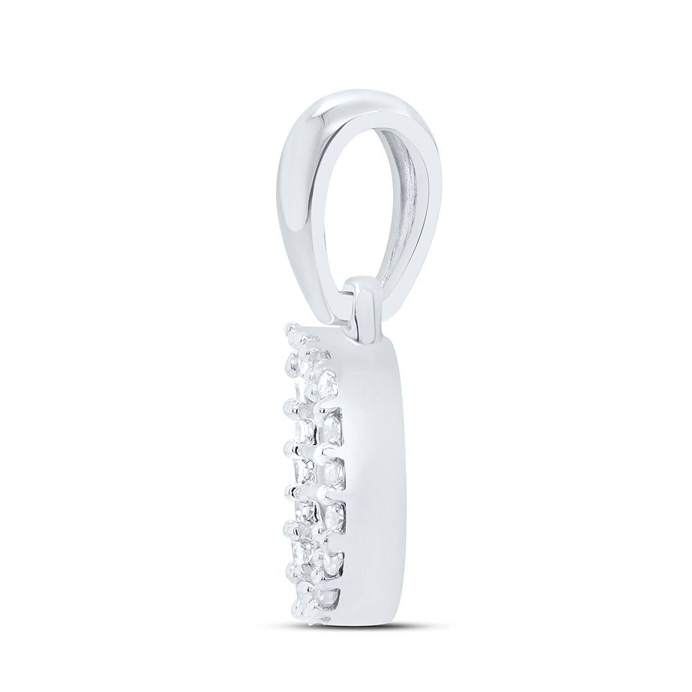 10kt White Gold Womens Round Diamond D Initial Letter Pendant 1/20 Cttw