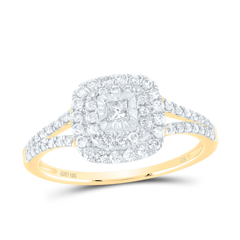 10kt Yellow Gold Womens Princess Diamond Square Ring 3/8 Cttw