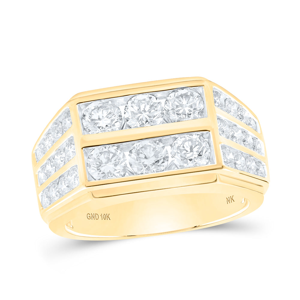 10kt Yellow Gold Mens Round Diamond Band Ring 2-7/8 Cttw