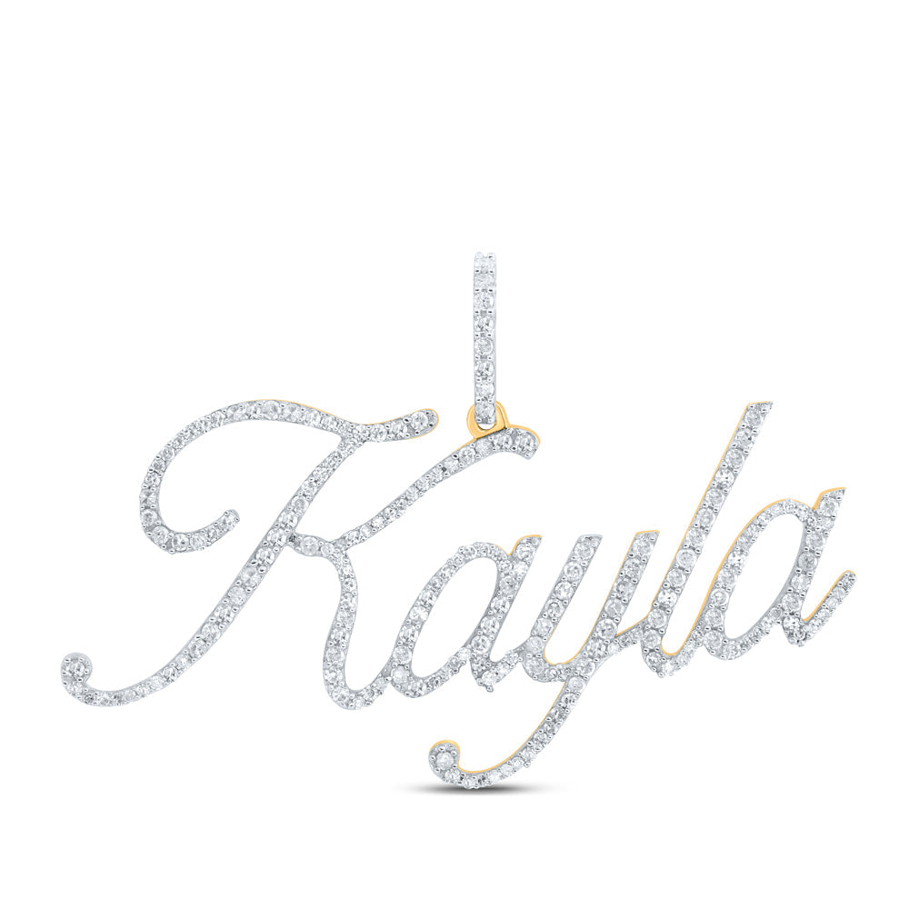 10kt Yellow Gold Womens Round Diamond KAYLA Name Pendant 7/8 Cttw