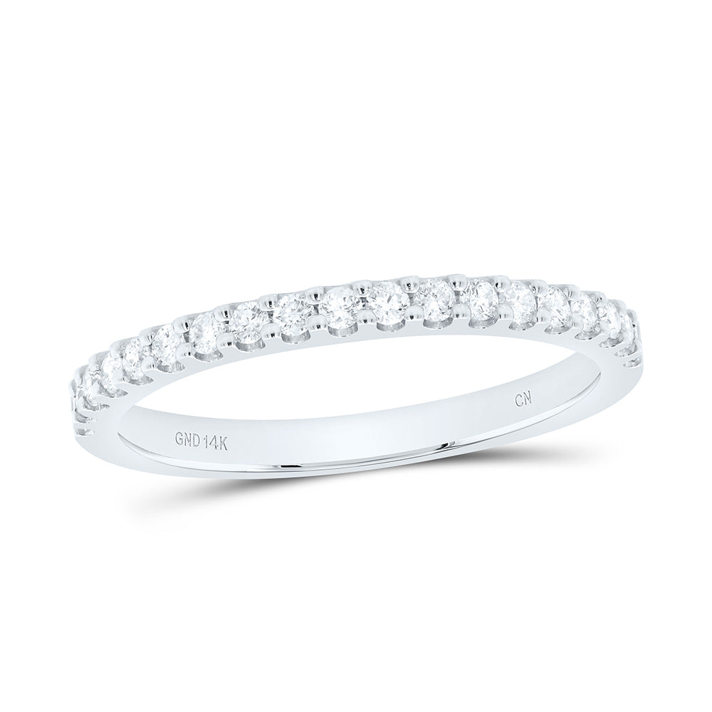 14kt White Gold Womens Round Diamond Wedding Single Row Band 1/4 Cttw