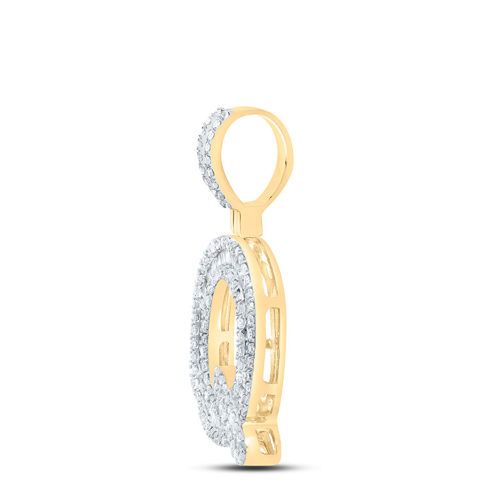 10kt Yellow Gold Mens Baguette Diamond Q Initial Letter Pendant 1/2 Cttw