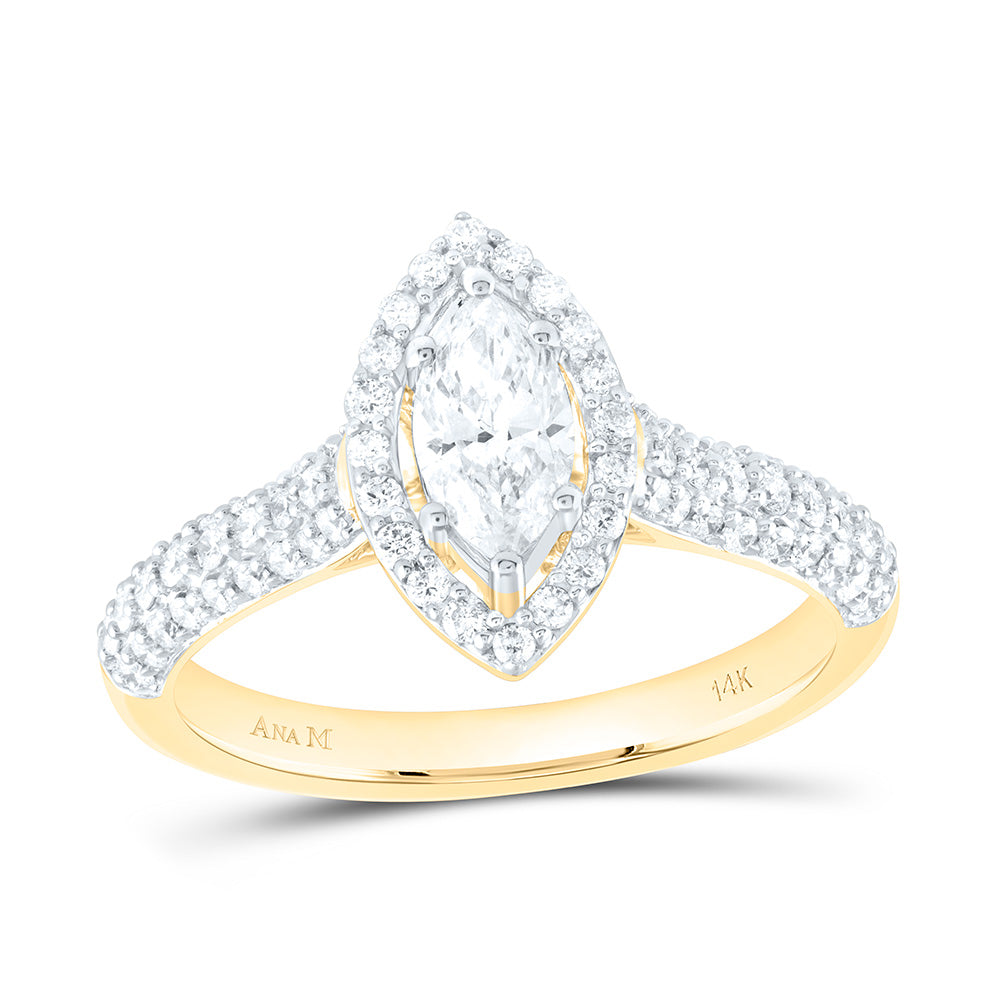 14kt Yellow Gold Marquise Diamond Halo Bridal Wedding Engagement Ring 1 Cttw