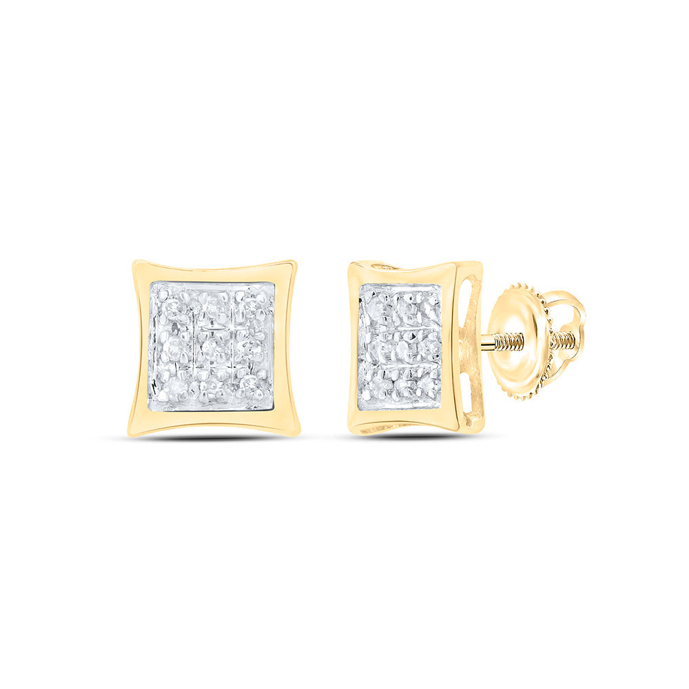 10kt Yellow Gold Womens Round Diamond Kite Cluster Earrings 1/20 Cttw