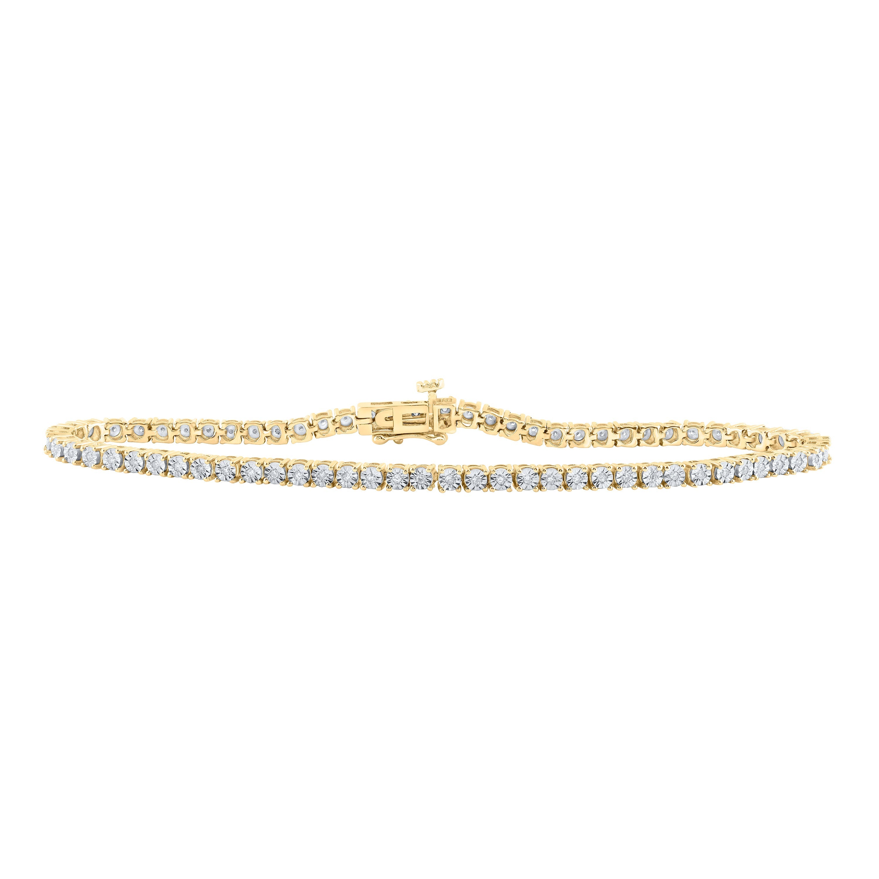 Sterling Silver Womens Round Diamond Single Row Fashion Bracelet 1/3 Cttw