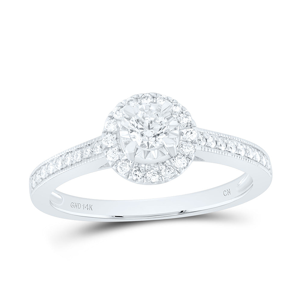 14kt White Gold Round Diamond Solitaire Bridal Wedding Engagement Ring 3/8 Cttw