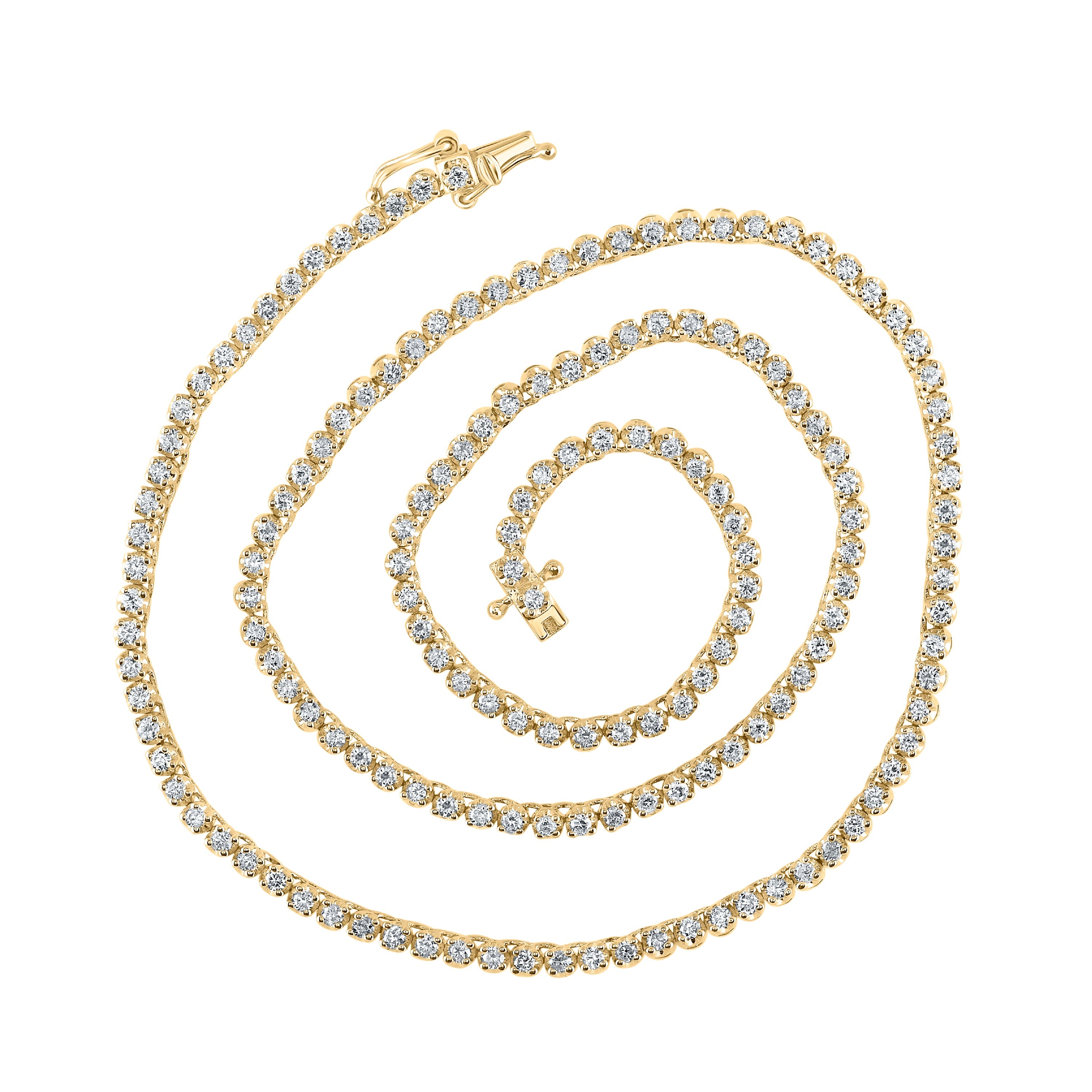 10kt Yellow Gold Mens Round Diamond 16-inch Tennis Chain Necklace 2-7/8 Cttw