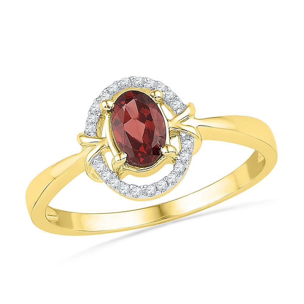 10kt Yellow Gold Womens Oval Lab-Created Garnet Solitaire Ring 5/8 Cttw