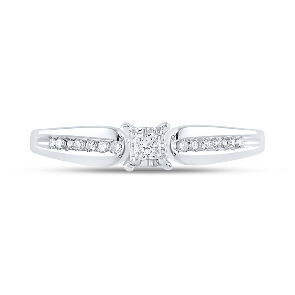 10kt White Gold Womens Princess Diamond Solitaire Promise Ring 1/6 Cttw