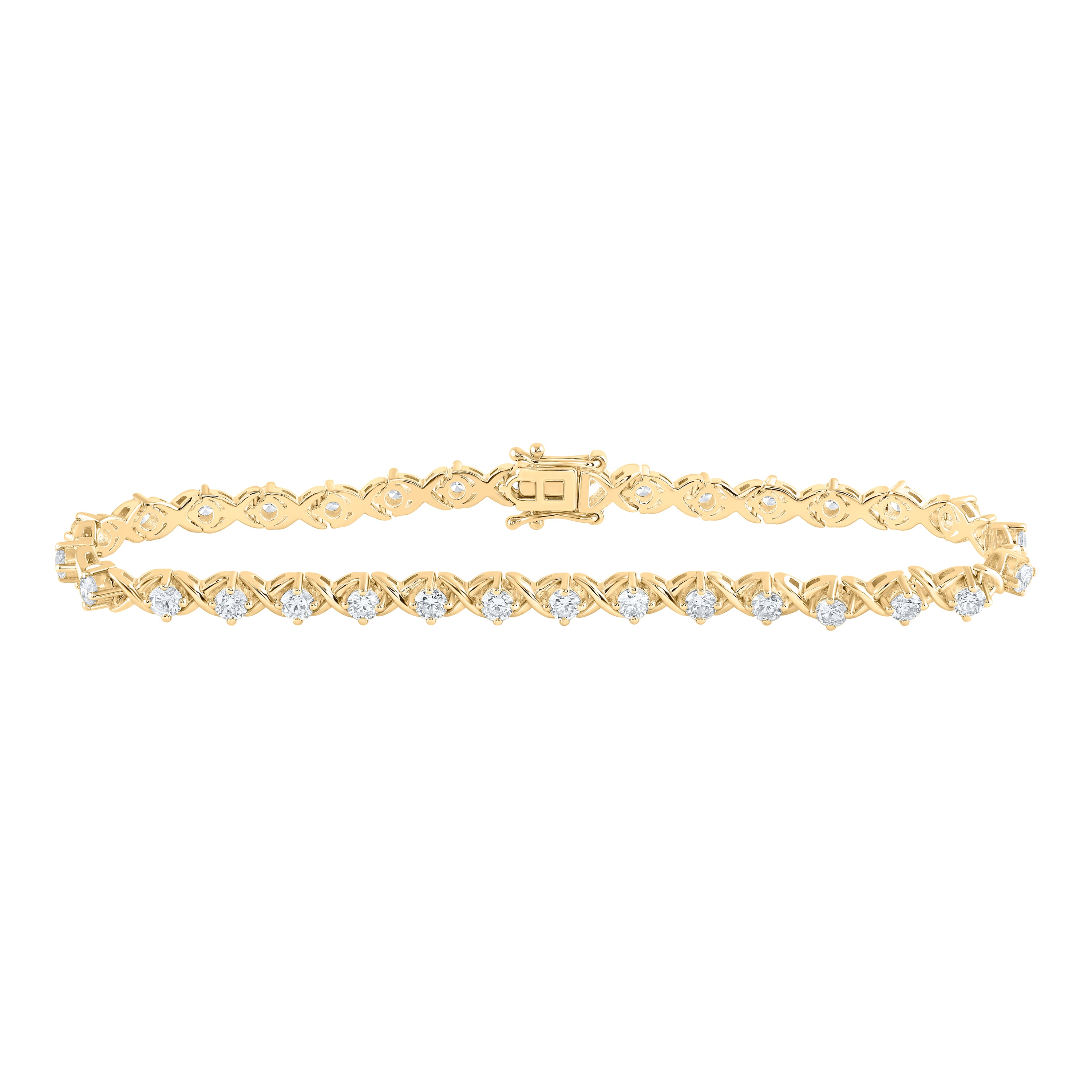 14kt Yellow Gold Womens Round Diamond Fashion Bracelet 2-5/8 Cttw