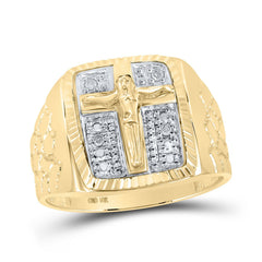 PalmBeach Men's Diamond Crucifix Ring - 1/10 Cttw Genuine Diamonds In 8k Gold-Plated Or Sterling Silver