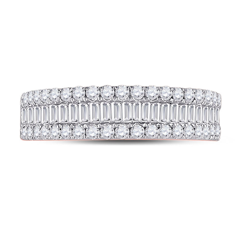 14kt Rose Gold Womens Baguette Diamond Anniversary Ring 1 Cttw