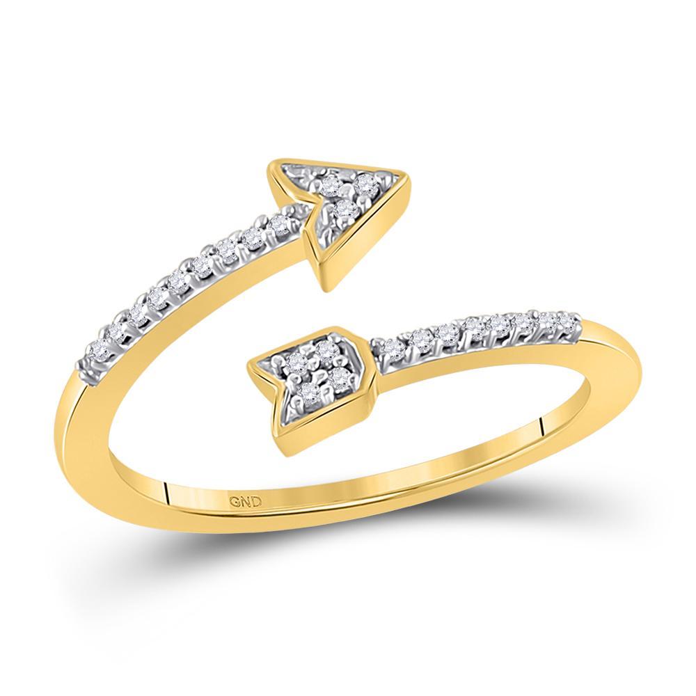 10kt Yellow Gold Womens Round Diamond Bisected Arrow Band Ring 1/12 Cttw