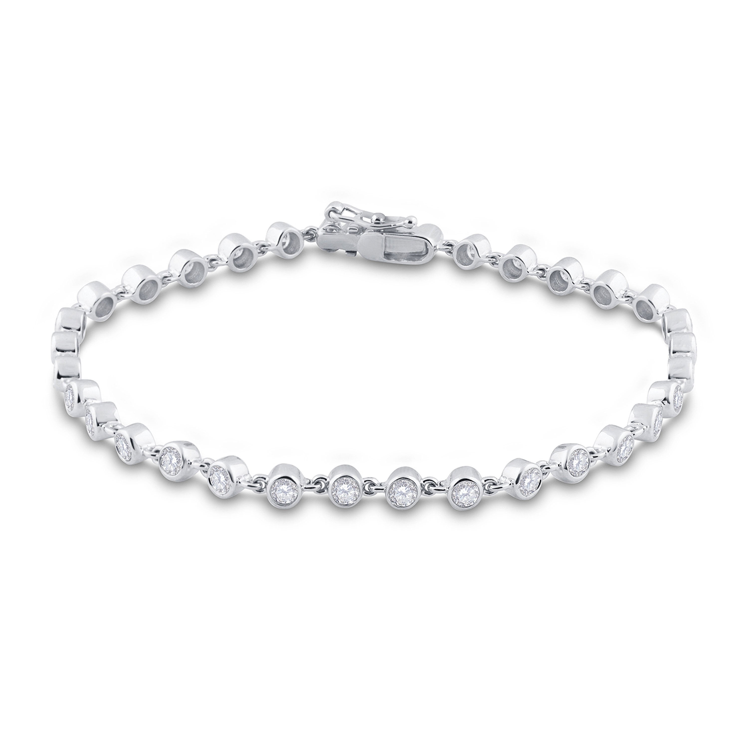 14kt White Gold Womens Round Diamond Tennis Bracelet 1-3/4 Cttw