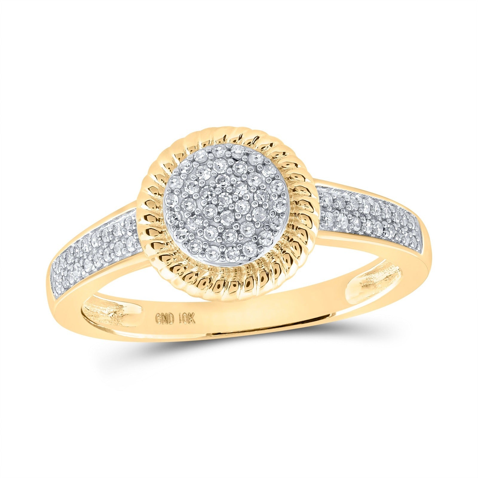 10kt Yellow Gold Womens Round Diamond Circle Ring 1/5 Cttw