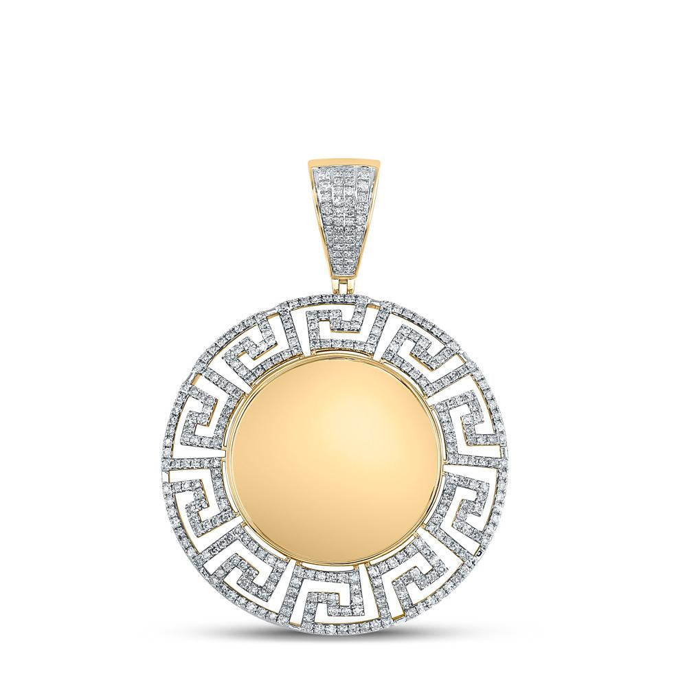 10kt Yellow Gold Mens Round Diamond Memory Circle Charm Pendant 1-3/4 Cttw