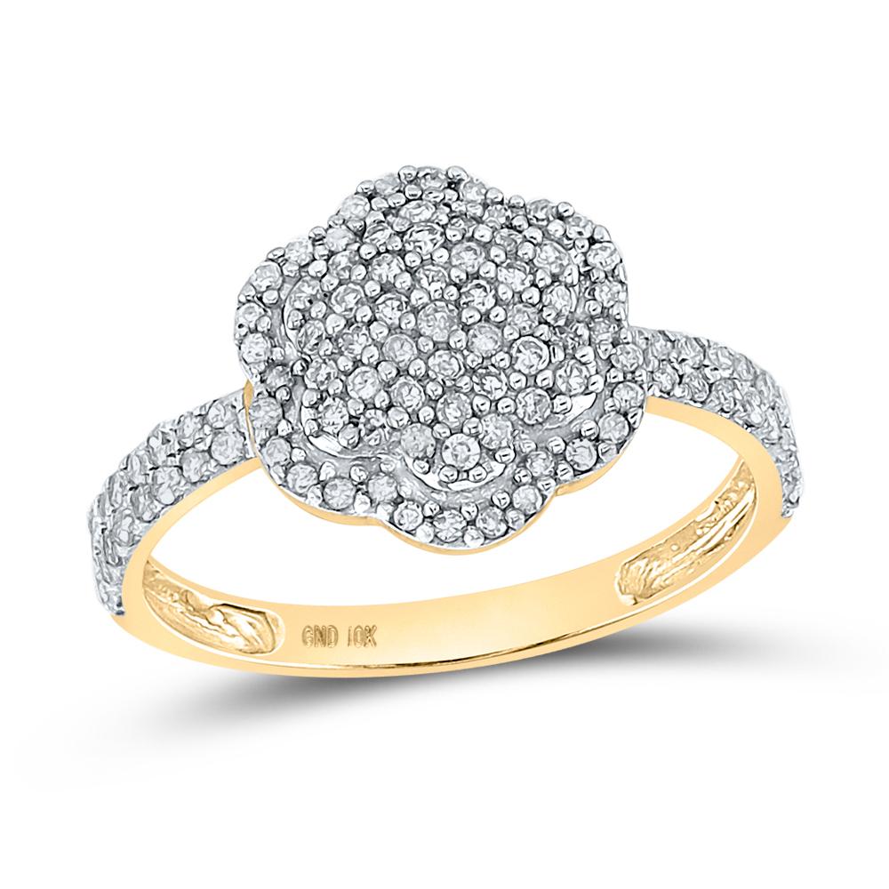 10kt Yellow Gold Womens Round Diamond Fashion Ring 1/2 Cttw