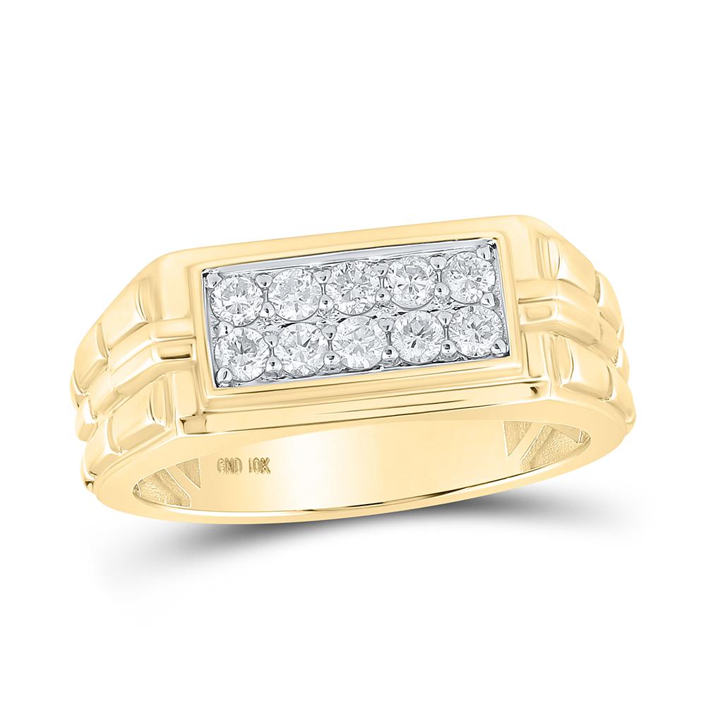 10kt Yellow Gold Mens Round Diamond Band Ring 1/2 Cttw