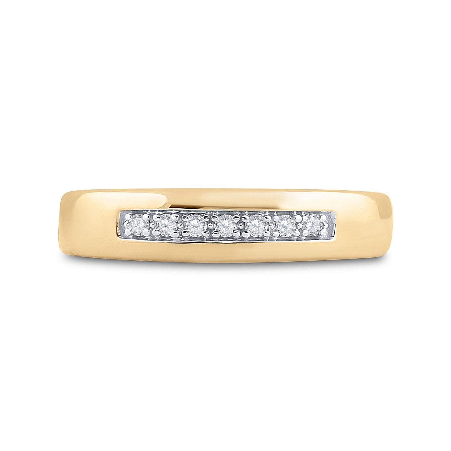 10kt Yellow Gold Womens Round Diamond Single Row Wedding Band 1/10 Cttw