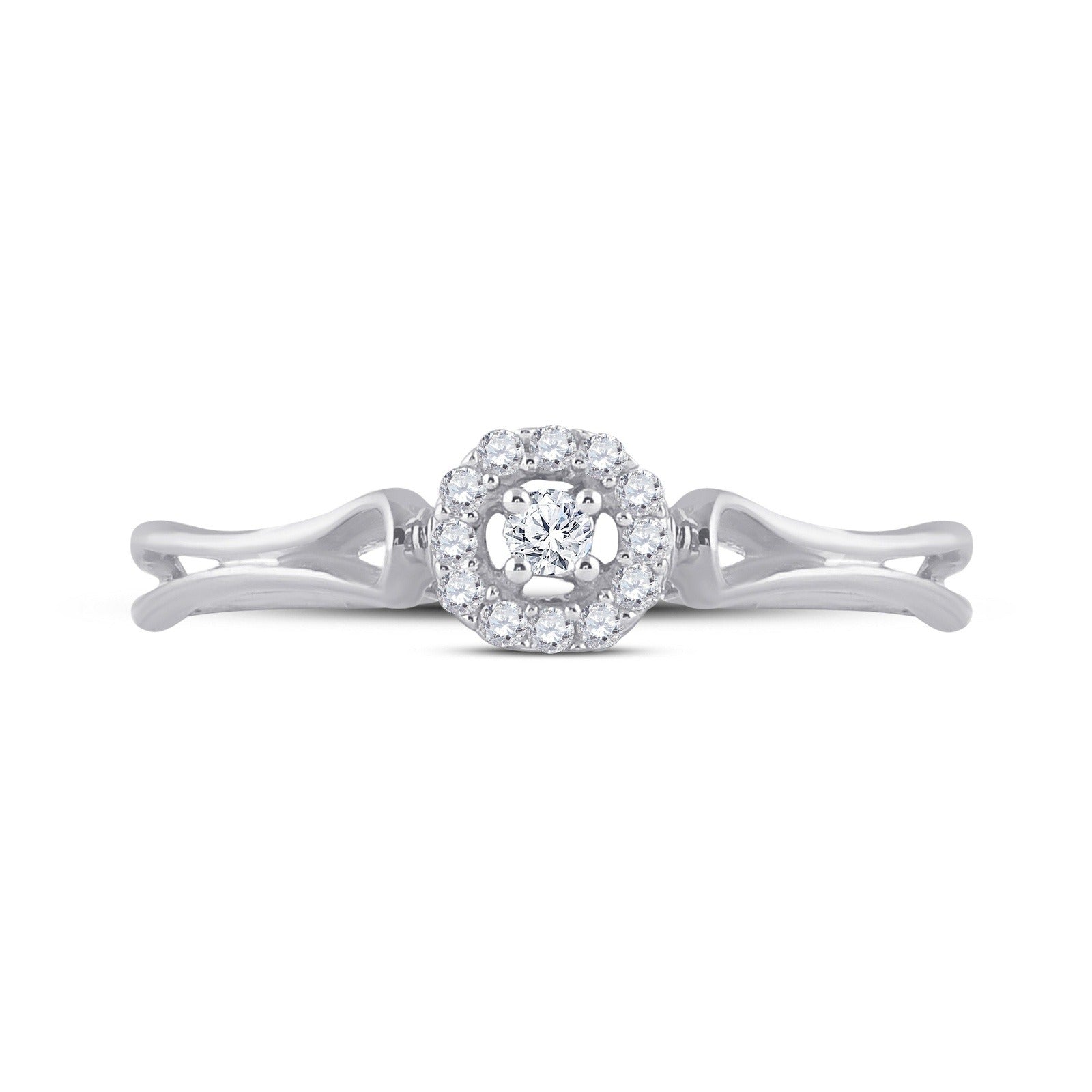 10kt White Gold Womens Round Diamond Solitaire Promise Ring 1/10 Cttw