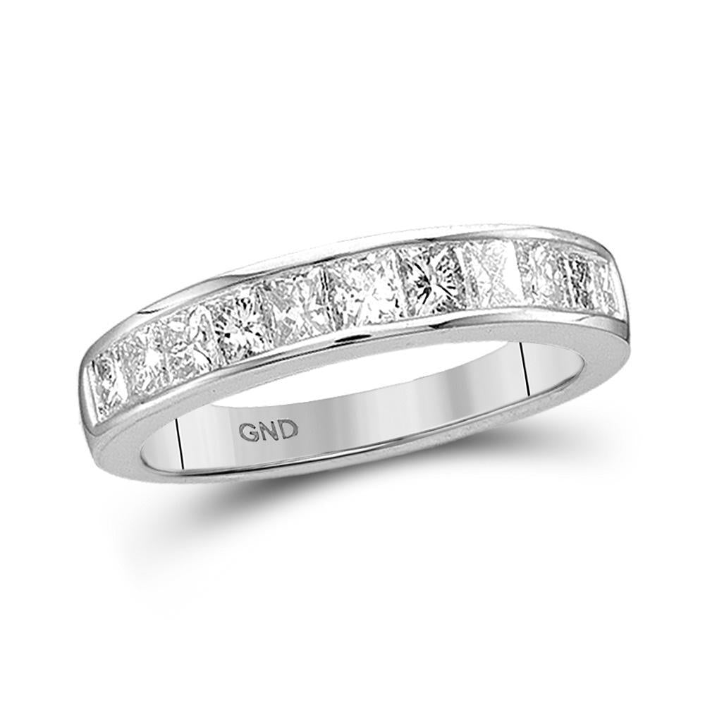14kt White Gold Womens Princess Diamond Wedding Band 1/4 Cttw