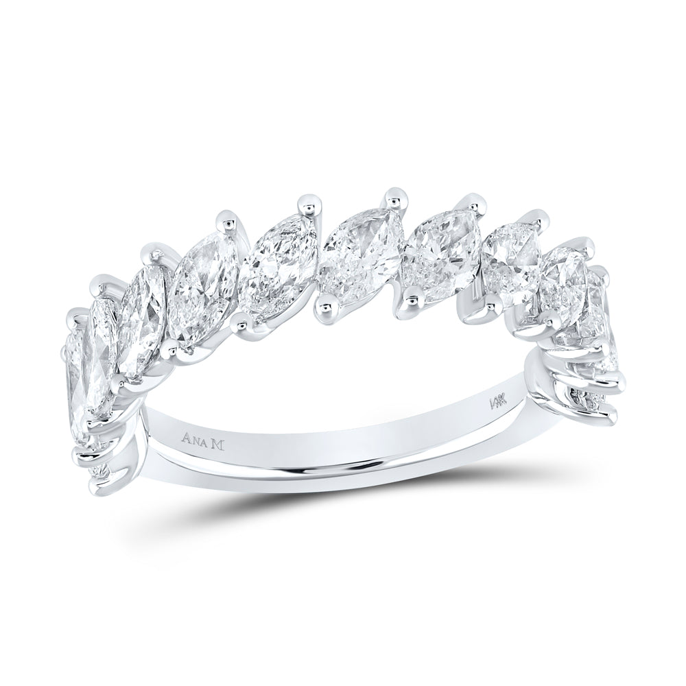14kt White Gold Womens Marquise Diamond Band Ring 2-1/2 Cttw