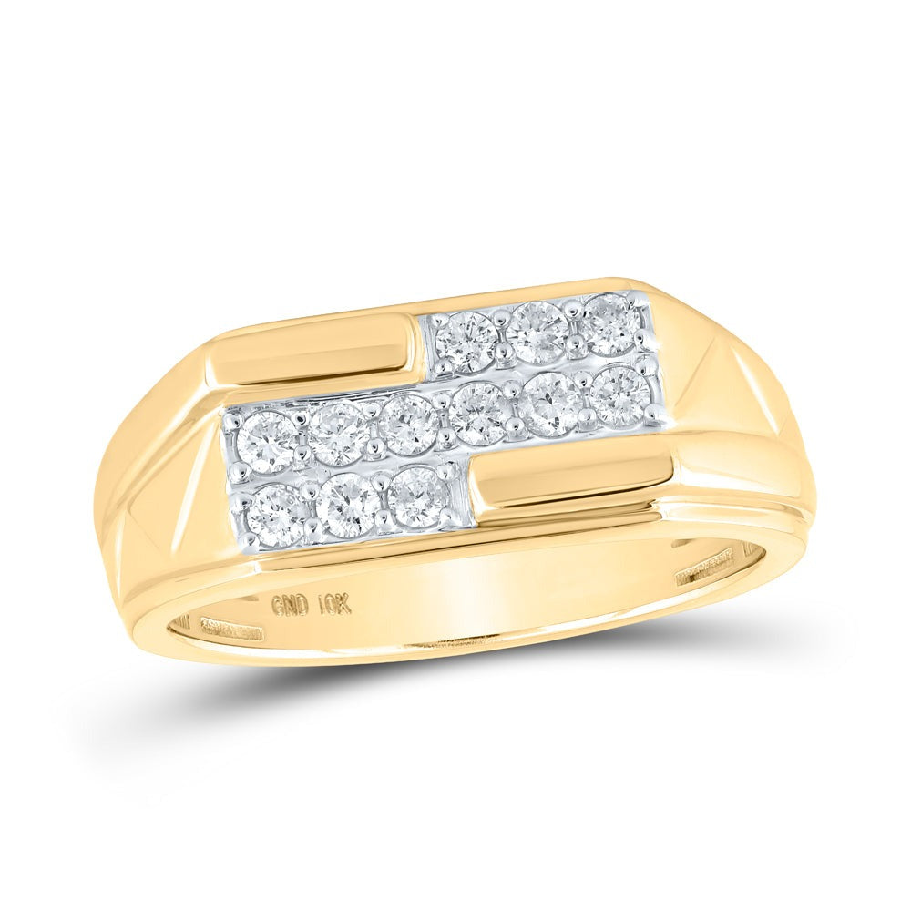 10kt Yellow Gold Mens Round Diamond Band Ring 1/2 Cttw