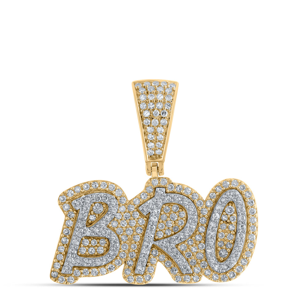 10kt Yellow Gold Mens Round Diamond BRO Charm Pendant 5/8 Cttw