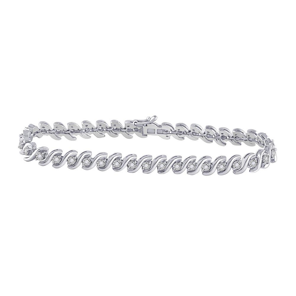 10kt White Gold Womens Round Diamond Tennis Bracelet 1/2 Cttw