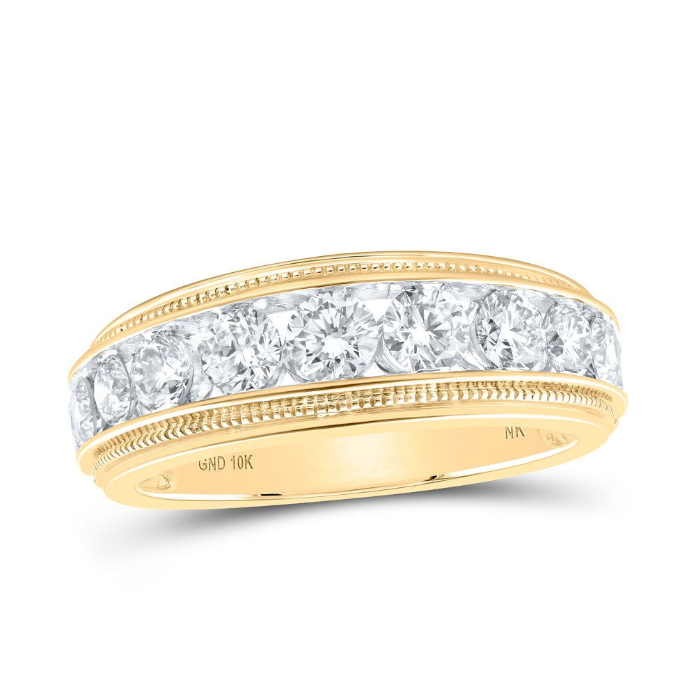 10kt Yellow Gold Mens Round Diamond Band Ring 2 Cttw