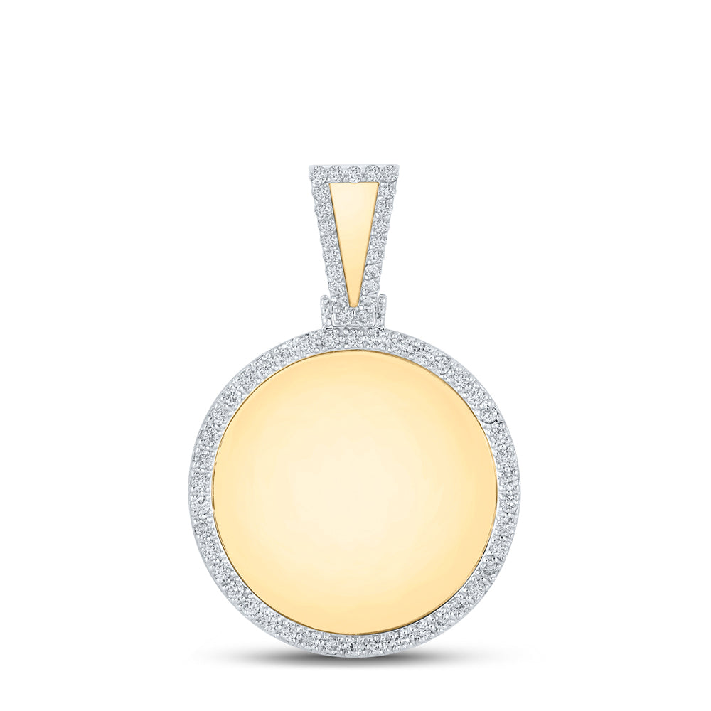 14kt Yellow Gold Mens Round Diamond Circle Charm Pendant 7/8 Cttw