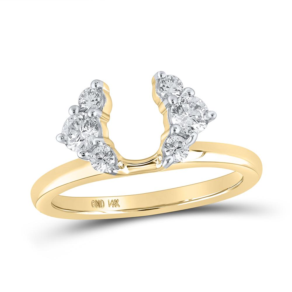 14kt Yellow Gold Womens Round Diamond Wrap Enhancer Wedding Band 1/2 Cttw