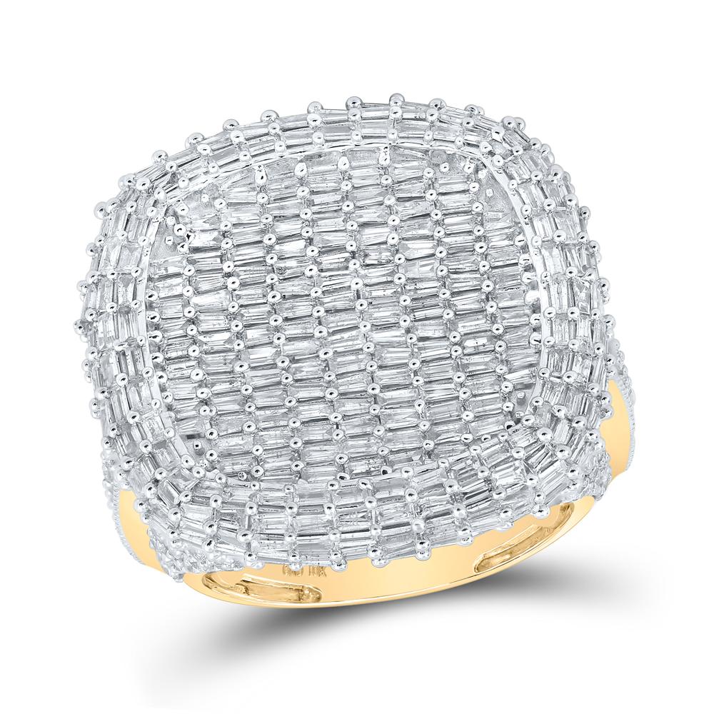 10kt Yellow Gold Mens Baguette Diamond Cluster Ring 6-3/4 Cttw