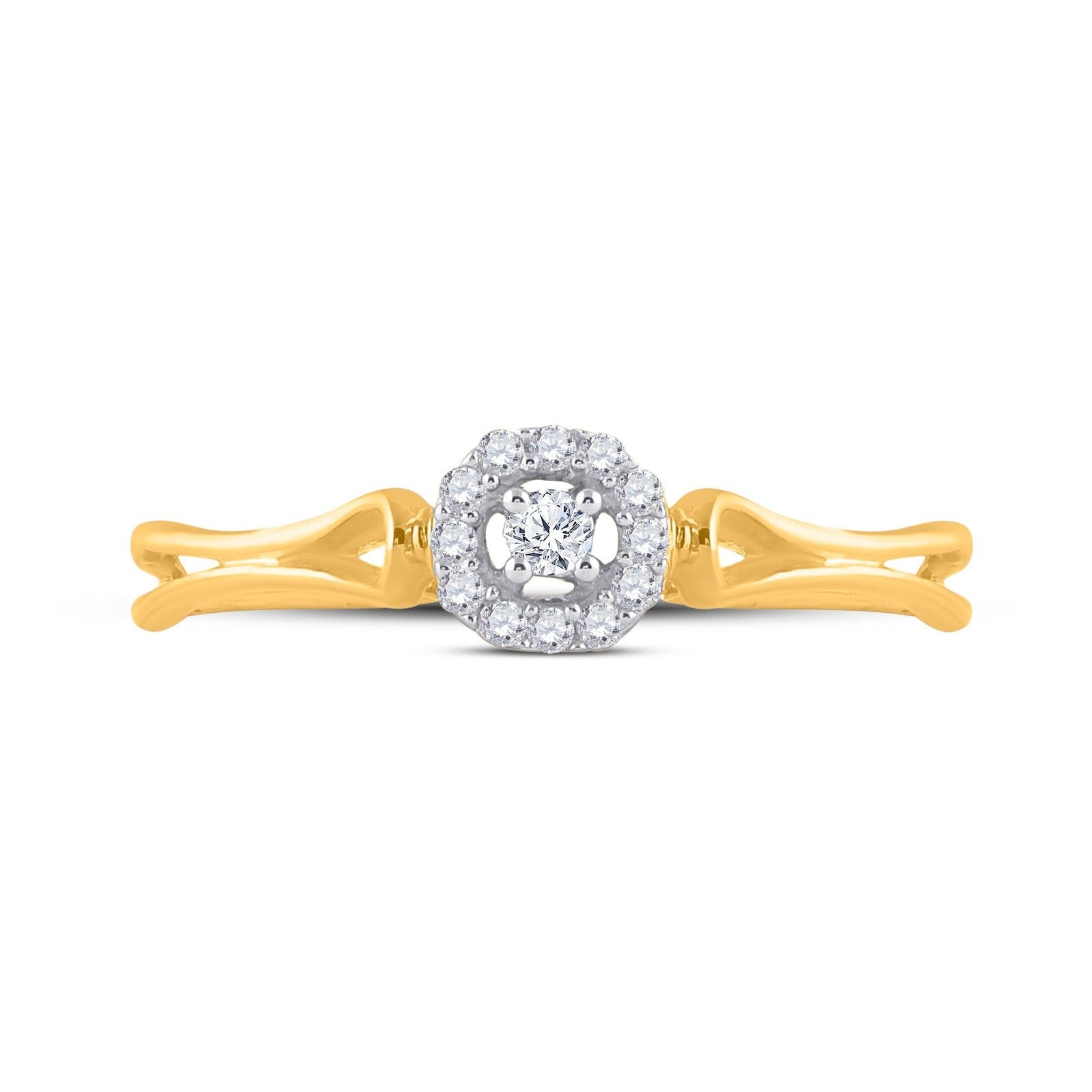 10kt Yellow Gold Womens Round Diamond Solitaire Promise Ring 1/10 Cttw