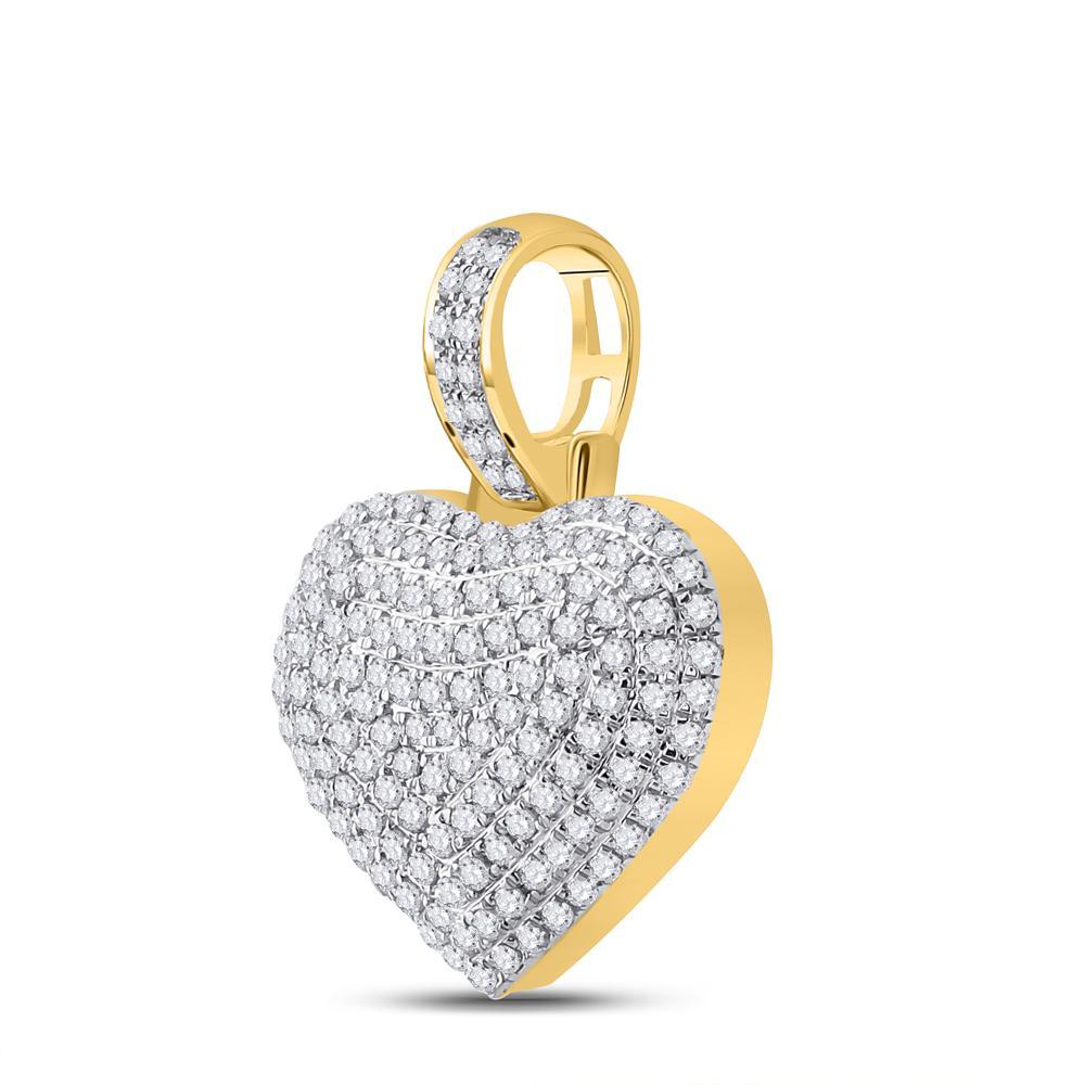 10kt Yellow Gold Mens Round Diamond Heart Charm Pendant 1/2 Cttw