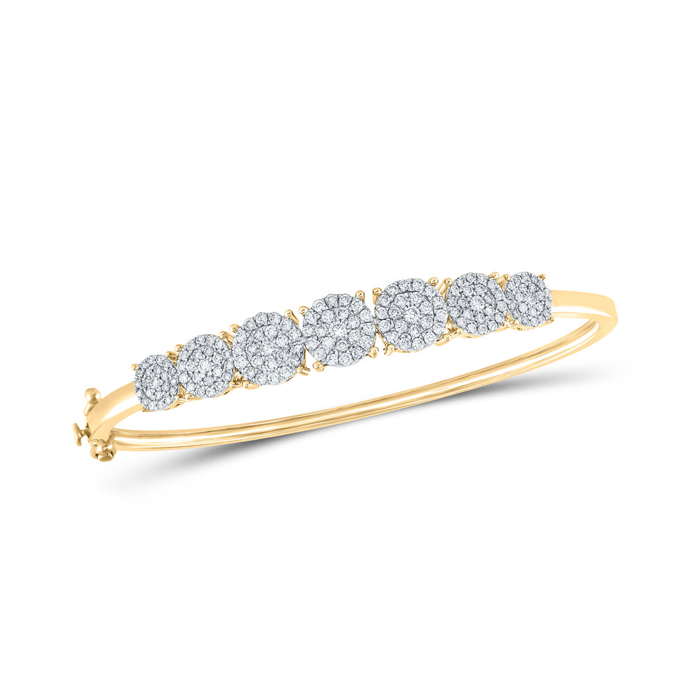 10kt Yellow Gold Womens Round Diamond Bangle Bracelet 1-1/3 Cttw