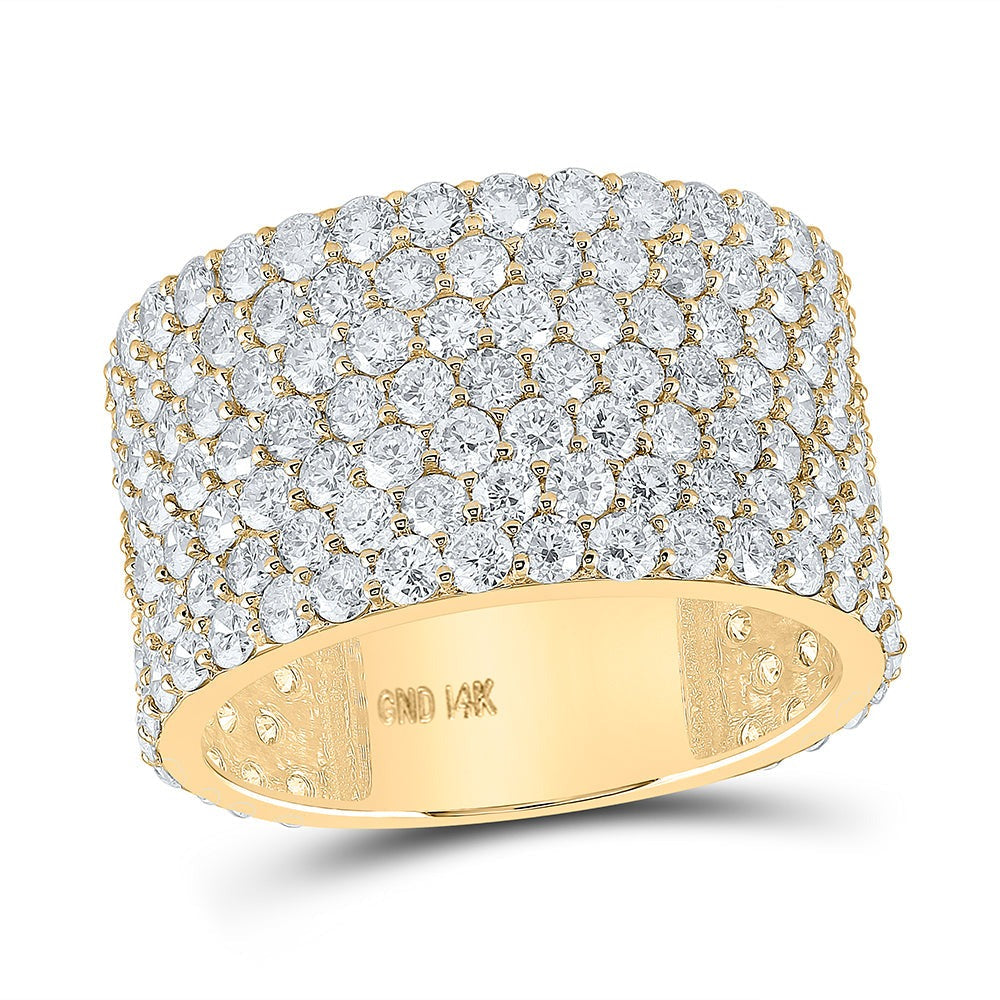 14kt Yellow Gold Mens Round Diamond 7-Row Statement Band Ring 7-1/2 Cttw