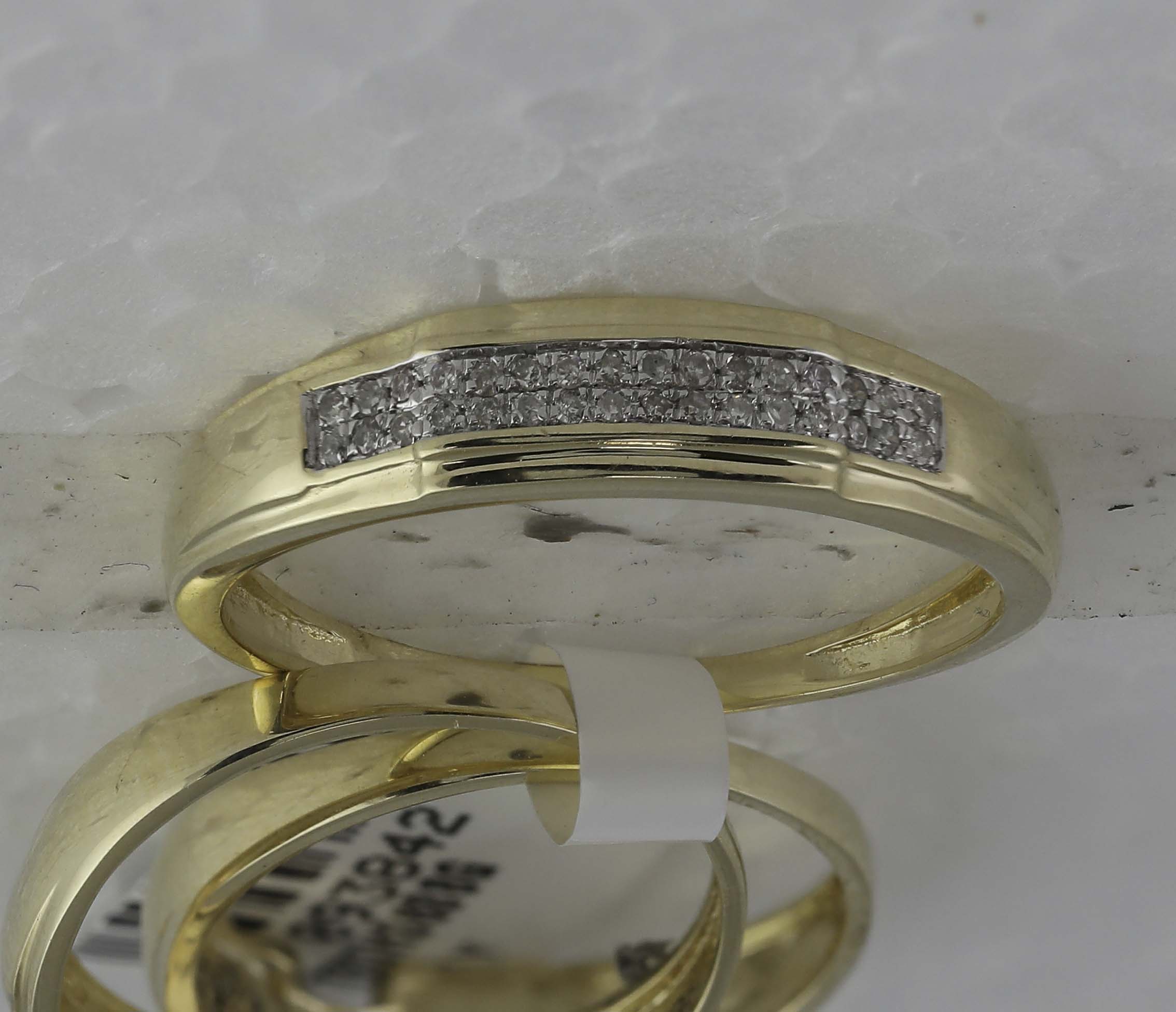 10kt Yellow Gold His Hers Round Diamond Halo Matching Wedding Set 1/3 Cttw