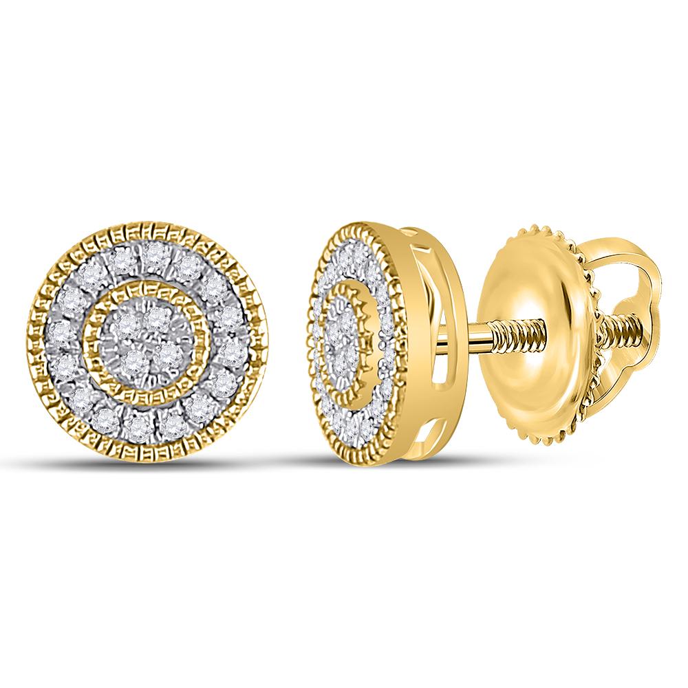 10kt Yellow Gold Mens Round Diamond Circle Earrings 1/8 Cttw