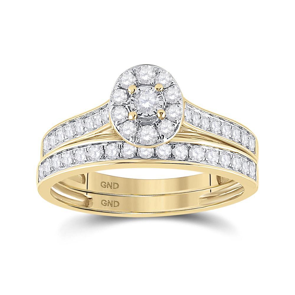 10kt Yellow Gold Round Diamond Bridal Wedding Ring Band Set 1/2 Cttw